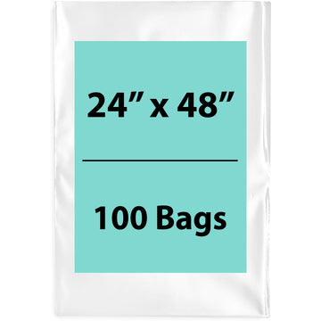 Clear Poly Bags 2 Mil size: 24 inch (width) X 48 inch (Height) Pack of 100 Bags